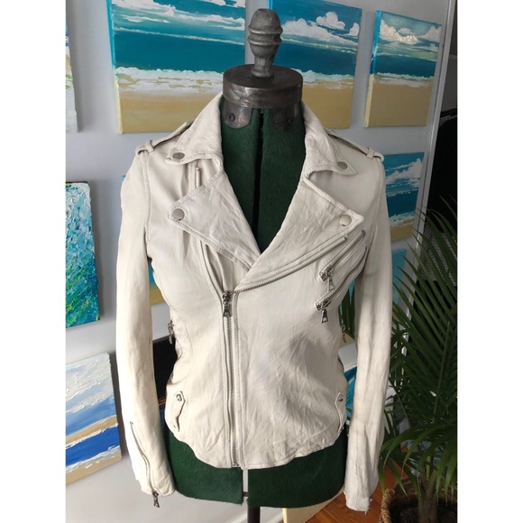 Jackets & Blazers - Vintage Cream/white  Moto leather jacket